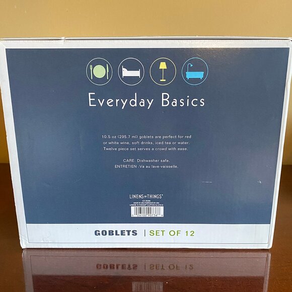 Home Essentials Set of 12 Goblets New Everyday Basics 10.5 Ounce All Purpose - Picture 2 of 2